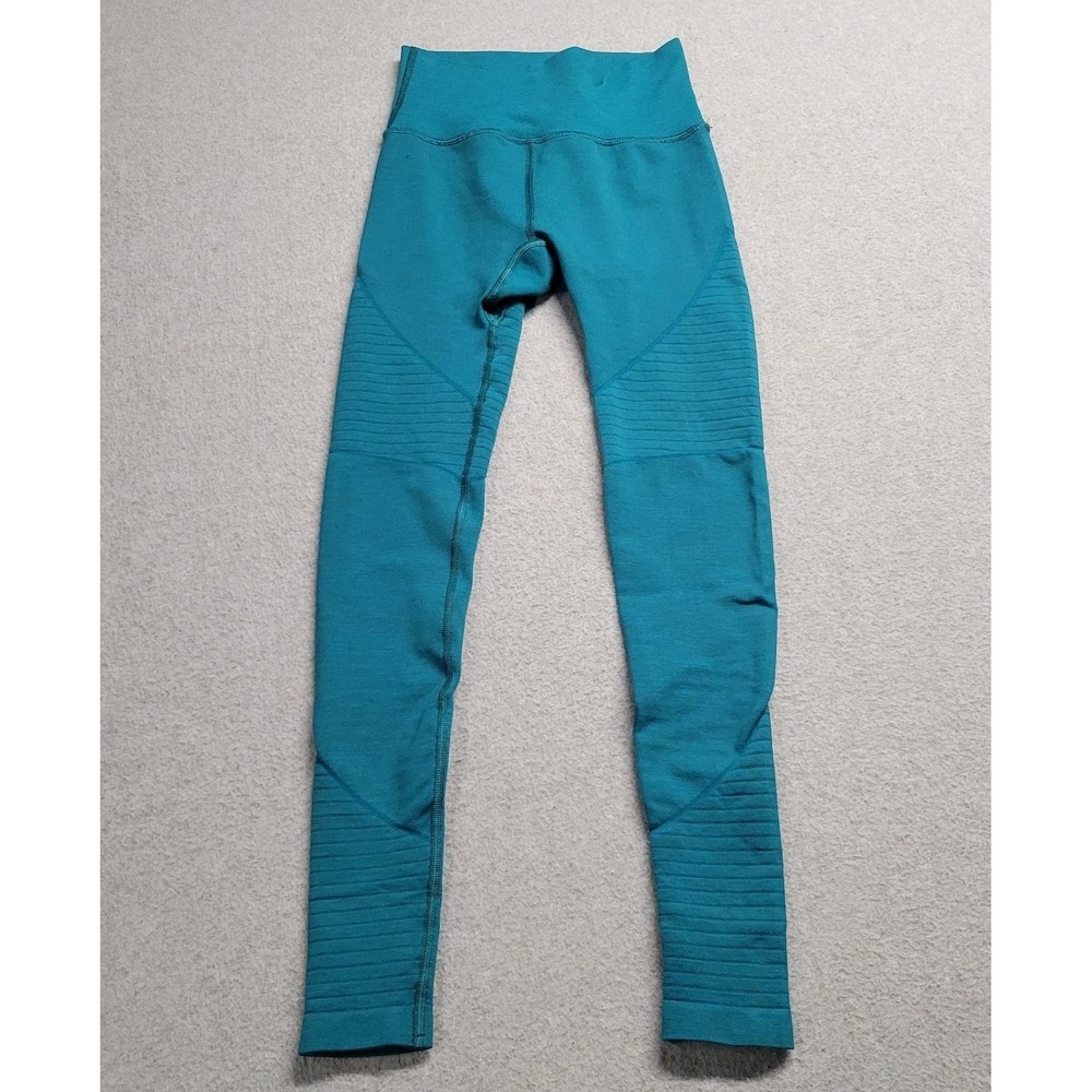 Alphalete Womens High Waisted Moto Seamless Leggings Teal Space Dye XS